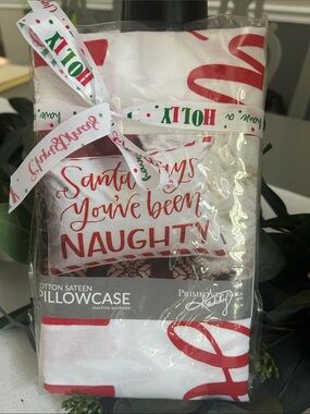 Primitives by Kathy White & Red "Santa You've Been Naughty" Holiday Pillowcases